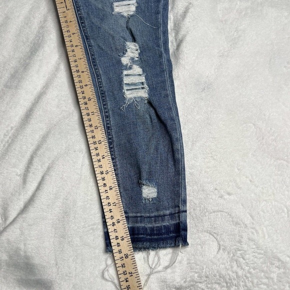 Girls Justice Straight Blue Distressed Ripped Jeans Medium Wash Size 8 - Picture 9 of 10